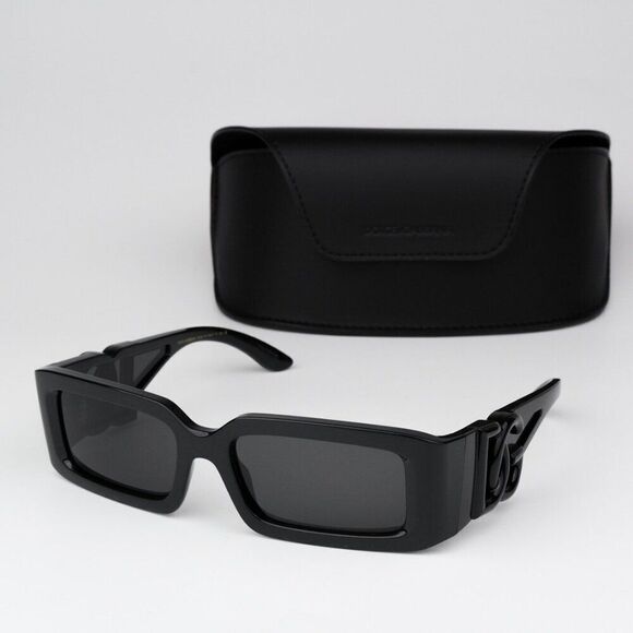 NEW D&G DG6197 501/87 Black Dark Grey Rectangle Unisex Sunglasses - Picture 1 of 12